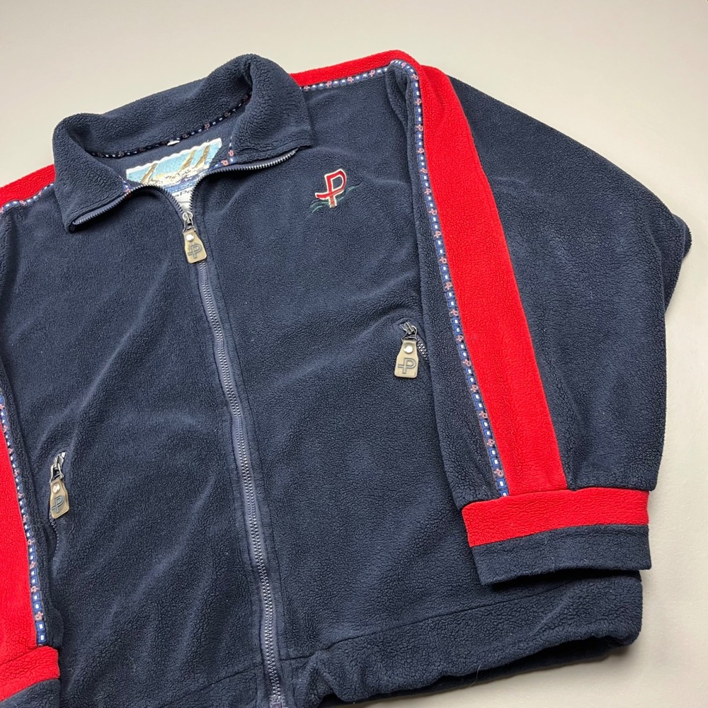 Pelle Petterson Yachting Fleece Jacket Mens XL Navy Blue Red Polartec Full Zip